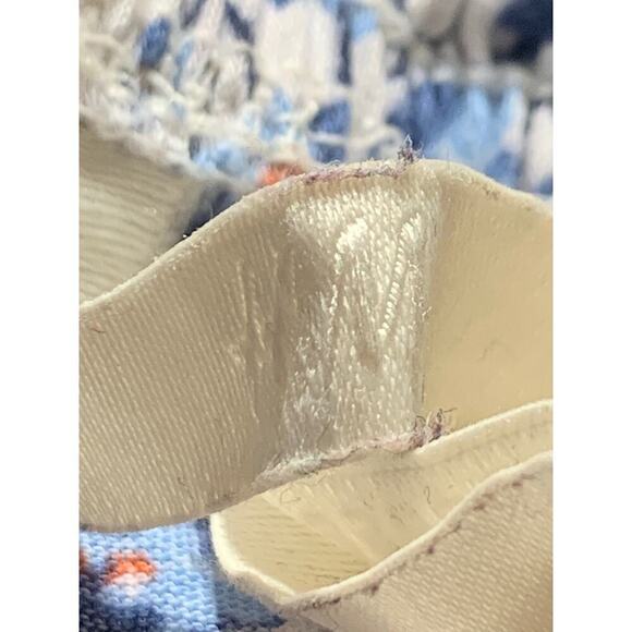 H&M Women's Size XS Off the Shoulder Pull Over Dress Blue White Floral Relaxed - Picture 4 of 6